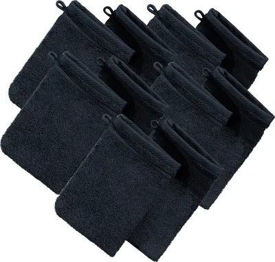 Produktbild von Erwin Müller Waschhandschuh Heidelberg" 10er-Pack schwarz 15x21 cm"