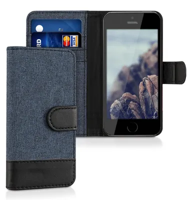 Produktbild von kwmobile 35222.17, Geldbörsenhülle, Apple, iPhone SE/5/5S, 10,2 cm (4"), Schwarz, Blau