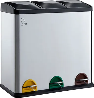 Produktbild von SVITA TC3X20 Treteimer Abfalleimer Mülleimer Mülltrennung Edelstahl (60L) Silber Papierkorb