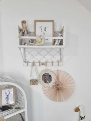 Immagine prodotto di WikliBOX - Armadio a muro in vimini con appendiabiti, armadio a muro bianco