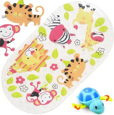 Produktbild von Badmatte Kinder, Antirutsch, 38 x 70 cm, PVC, mit Tiermotiv für Babys und Kleinkinder