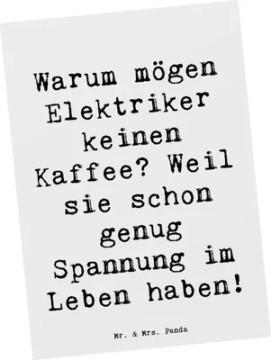 Produktbild von Mr. & Mrs. Panda Postkarte Spruch Elektriker Witz - Weiß - Geschenk, Elektrotechnik Beruf, Handwerker, Postkarten, Alltag, Ansichtskarten, Berufsalltag, Berufsgestaltung
