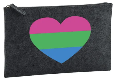 Produktbild von Huuraa Kulturbeutel Polyuell Pride Flagge LGBTQ Herz 1 Liter Charcoal Filz Kosmetiktasche Geschenkidee