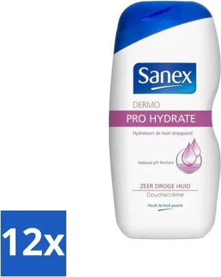 Produktbild von Sanex Dermo Pro Feuchtigkeitsspendende Duschcreme – Für sehr trockene Haut – 500 ml - Vorteilspack - 12 Stücke