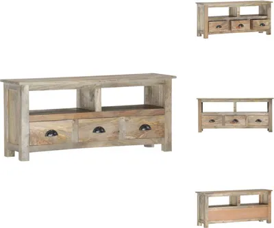 Imagen del producto de vidaXL Mueble de TV de 110x30x50 cm, madera maciza de mango - Muebles para televisión