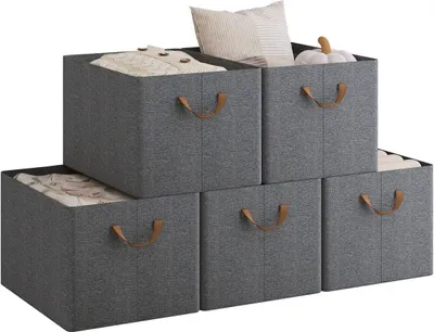 Produktbild von WOLTU Aufbewahrungsboxen 5 Stück, Organizer Box, Stapelboxen faltbar, Grau : 501L(47x35x30 cm) Größe: 501L(47x35x30 cm)