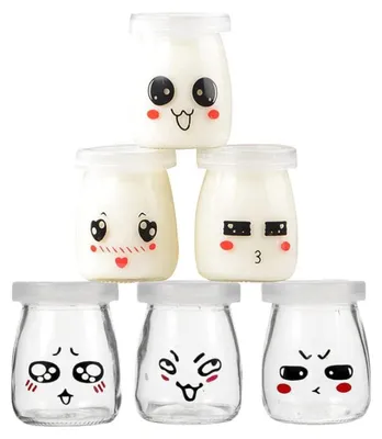 Produktbild von Joghurtgläser 200 ml – Dessertgläser aus Glas – Wiederverwendbare Gläser mit Deckel – Bezauberndes Cartoon-Muster – Ideal für Snacks