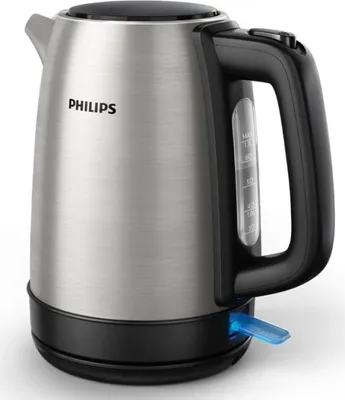 Produktbild von Philips Wasserkocher Daily Collection, 1.7 L, Leuchtanzeige, Klappdeckel + Kontrollanzeige, Metall (HD9350/90)