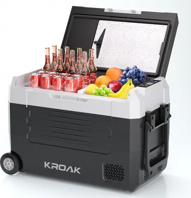 Produktbild von 12V 2-zónová autochladnička KROAK 45L s kolieskami a sklopnou rukoväťou, norma EÚ, -20 ℃ - 20 ℃