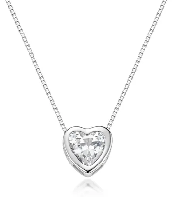Produktbild von MATERIA by Matthias Wagner Herzkette Silber 925 - Damen Halskette mit Zirkonia rhodiniert 41-46cm CO-49