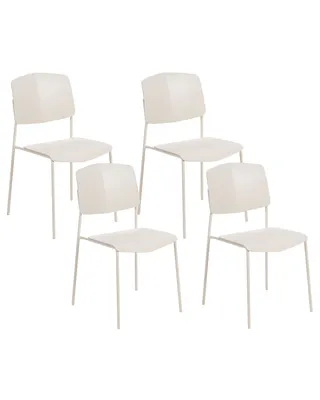 Produktbild von BELIANI Esszimmerstuhl 4er-Set Beige Kunststoff mit Metallbeinen Hoher Lehne Modern Wohnzimmer Flur Diele Essbereich Schlafzimmer Ausstattung Sitzmöbel