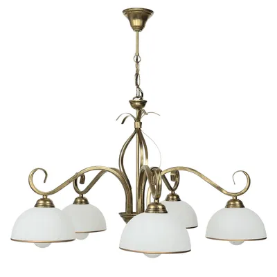 Produktbild von Hängelampe Esszimmer Wohnzimmer in Gold antik Weiß Glas Metall Hängeleuchte