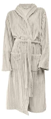 Productafbeelding van LINNICK Teddy Rib Fleece Badjas - creme - S