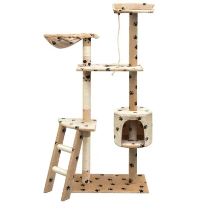 Obrázek produktu pro The Living Store Škrabadlo pro kočky sisalové 150 cm béžové s potiskem tlapek