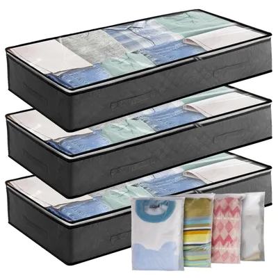 Produktbild von Unterbett Aufbewahrungstasche, Set von 3 mit großen Reißverschlussfächern