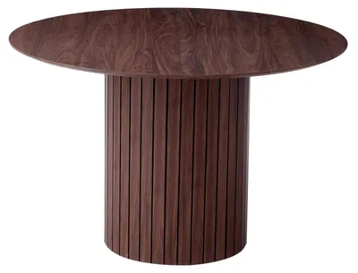Produktbild von Nordischer Tisch - Runder Esstisch aus Glas - Klein bis 120 cm - Für 4 Personen - Holzgestell - Minimalistisch modern - Dunkelbraun