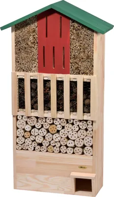 Produktbild von dobar XXL Insektenhotel-Wand mit integriertem Igelhaus und Schmetterlingskasten, 58 x 30 x 110 cm, Natur