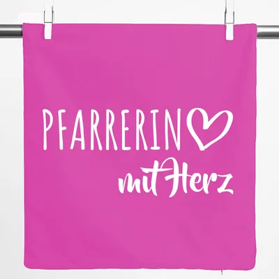 Produktbild von Huuraa Kissenbezug Pfarrerin mit Herz 40x40cm Fuchsia Baumwolle Dekokissenbezug Geschenkidee