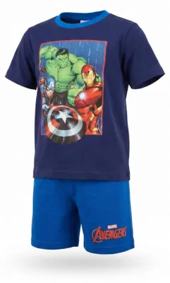 Produktbild von Marvel Avengers Jungen Schlafanzug Pyjama Shirt Shorts - Dunkeblau, 98