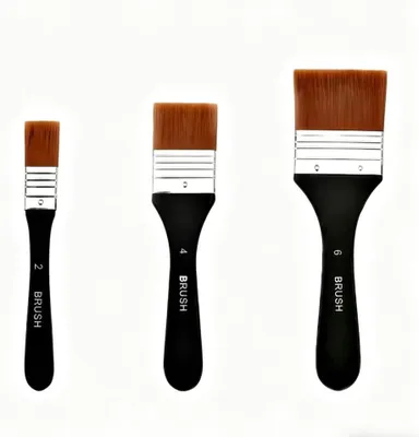 Produktbild von Pinselset für Acrylfarben – 3 Stück, schwarz, Flachpinsel