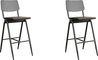 Produktbild von LABEL51 Barhocker Massiv - Schwarz - Holz - Sitzhöhe 75 - 2er Set