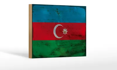 Produktbild von Holzschild Flagge Aserbaidschan 18x12cm Azerbaijan Rost
