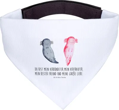 Produktbild von Mr. & Mrs. Panda Halstuch Axolotl Freundin - Weiß - Geschenk, Hundehalstuch, Liebe, Valentinstag, Lurch, Für Hunde, Hund, Tuch