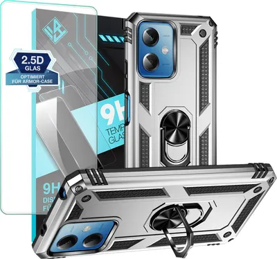 Produktbild von Armor Outdoor Handyhülle für Xiaomi Redmi Note 12 5G Handy Panzer Case Schutzhülle mit 9H Displayglas Displayschutz Farbe: Silber
