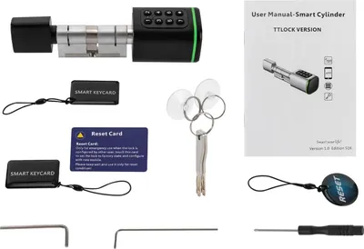 Produktbild von Smart Zylinder Türschloss - Elektronisches Codeschloss - Tuya App-Steuerung - IP5x staub- und spritzwassergeschützt - Entriegelung per Passwort - Schwarz