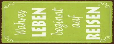 Image de vianmo Plaque en tôle 27x10 cm Wahres Leben beginnt auf Reisen