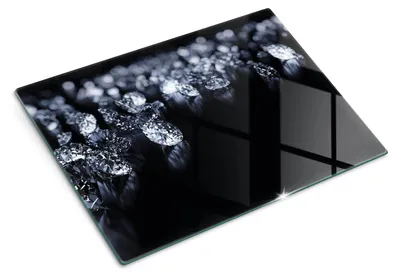 Imagen del producto de Tabla de cortar de vidrio - 40x30 cm - Tabla para la cocina - Vidrio templado - Protector para encimeras - Tabla para servir - Resistente al calor - Diamonds Black