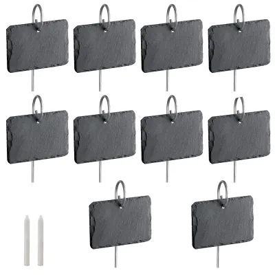 Image de Solidchoice - Étiquettes pour plantes en ardoise naturelle avec tiges en métal - Lot de 10