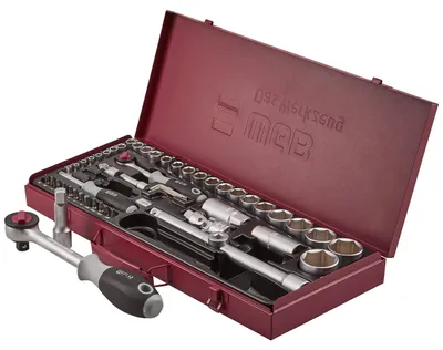 Produktbild von 1/4 + 1/2" Steckschlüssel-Garnitur 56-TLG
