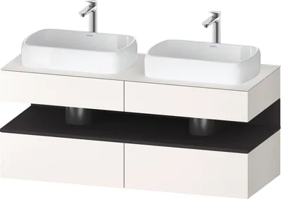 Produktbild von Duravit Qatego Konsolenwaschtischunterbau, 2 Auszüge, 2 Schubkästen, 2 Ausschnitte, 1400x550x600mm, Nische Graphit Supermatt, QA4767080840000