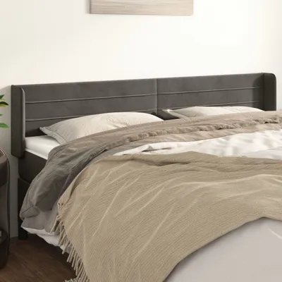 Produktbild von Kopfteil mit Ohren Dunkelgrau 163x16x78/88 cm Samt