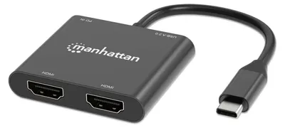 Produktbild von Manhattan USB-C auf 2x HDMI Adapter 4K 60Hz 15 cm Schwarz