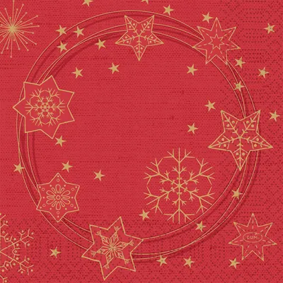 Obrázok produktu pre Duni tissue obrúsky 3-vrstvové Star Shine Red 33 x 33 cm 250 ks