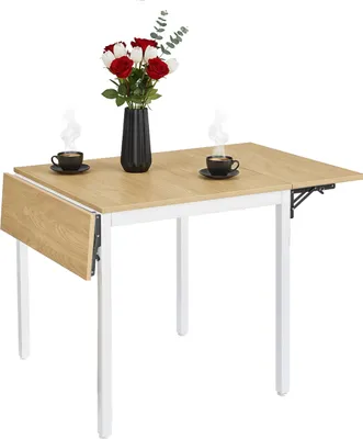 Produktbild von Relaxdays Esstisch klappbar, 2-4 Personen, HBT: 76x120x78 cm, platzsparender Klapptisch, Küche, MDF & Eisen, natur/weiß