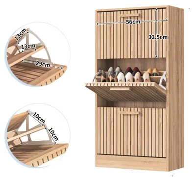Image de Meuble à chaussures, design élégant, trois niveaux de rangement, naturel