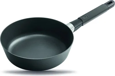 Image de Squality Poêle plate, Anthracite, 24cm⌀, 7cm de haut, 2l de volume, poignée ergonomique, Vitrocéramique/GAS