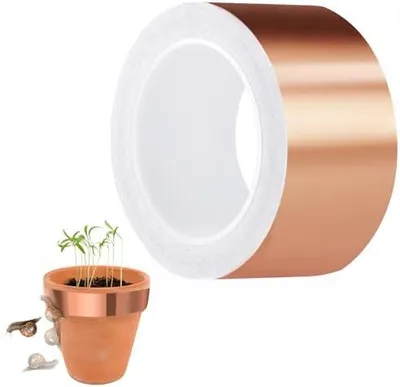 Produktbild von Schneckenschutz Kupferband gegen Schnecken Selbstklebend- 50mm × 25m Schneckenabwehr Kupferband Hochbeet Gärten Balkone für Pflanzenschutz, Kupferfolieband EMI Abschirmband