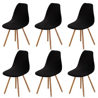 Immagine prodotto di Set di 6 coprisedie in pile per sedie da pranzo - colore nero
