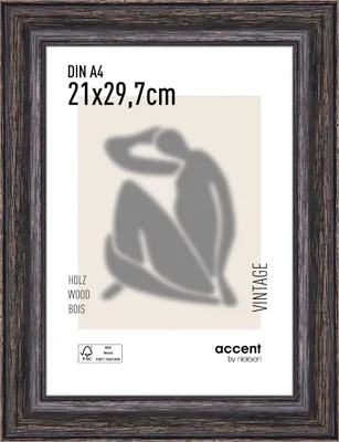 Produktbild von accent by nielsen Holz Bilderrahmen Vintage, 21x29,7 cm (A4), Schwarz