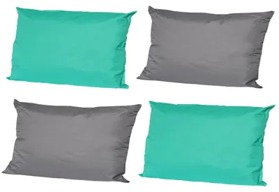 Produktbild von JACK 4x Outdoor Lounge Kissen 30x50cm viele Farben Dekokissen inkl. Füllung Wasserfest Sitzkissen Garten Stuhl, Farbe:2x Anthrazit - 2x Aqua