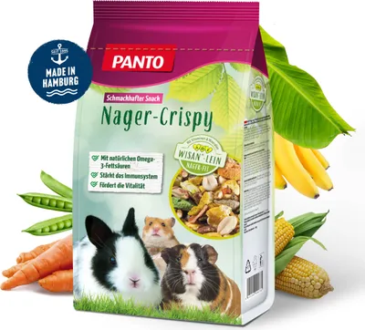 Produktbild von PANTO Nager-Crispy Premium Plus 5 x 600g - für Meerschweinchen, Hasen, Zwergkaninchen