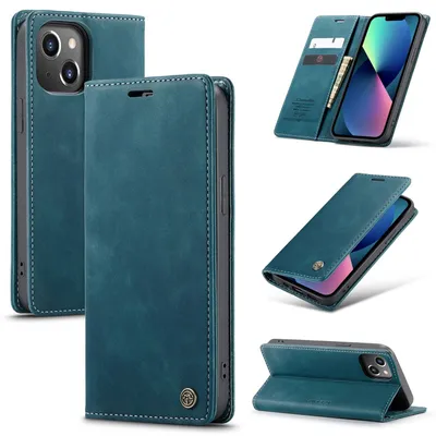 Productafbeelding van König Design hoesje, compatibel met Apple iPhone 14 Plus, kunstleren telefoonhoesje - telefoonhoesje, blauw