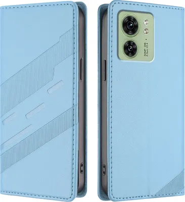 Produktbild von Hülle für Motorola Edge 40, Kunstleder Brieftaschen Handyhülle mit Kartenfach und Standfunktion Hellblau