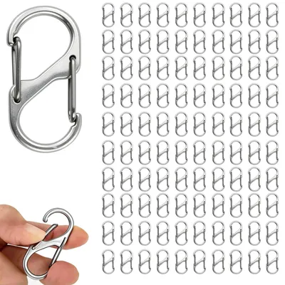 Produktbild von Mini-Karabinerhaken - 100 Stück - 30 mm - Doppelseitig - Metall - Silber