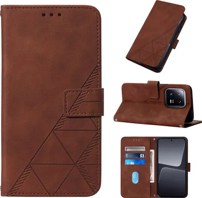 Produktbild von Hülle für Xiaomi 13 Pro Prägung Flip Leder Kartenfächer Schutzhülle mit Ständer Braun