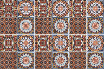 Produktbild von Fliesenaufkleber 20 x 20 cm – 24 Stück – Selbstklebend – Wasserfest – Pflegeleicht – Hitzebeständig – Für Küche & Bad – Marokkanisches Mosaik